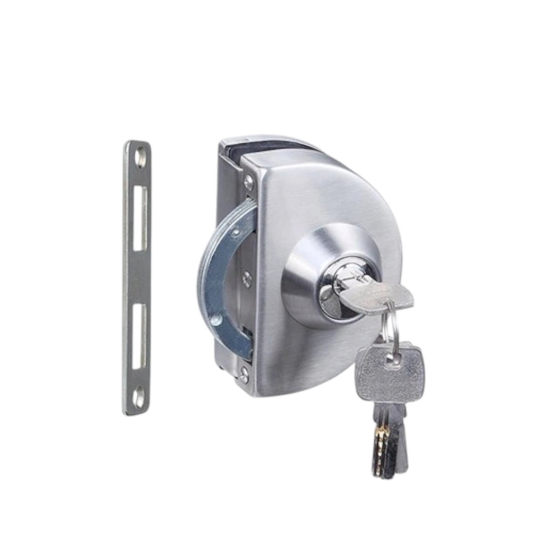 Wall To Glass Door Lock with Strike Plate (one Side Key Only)